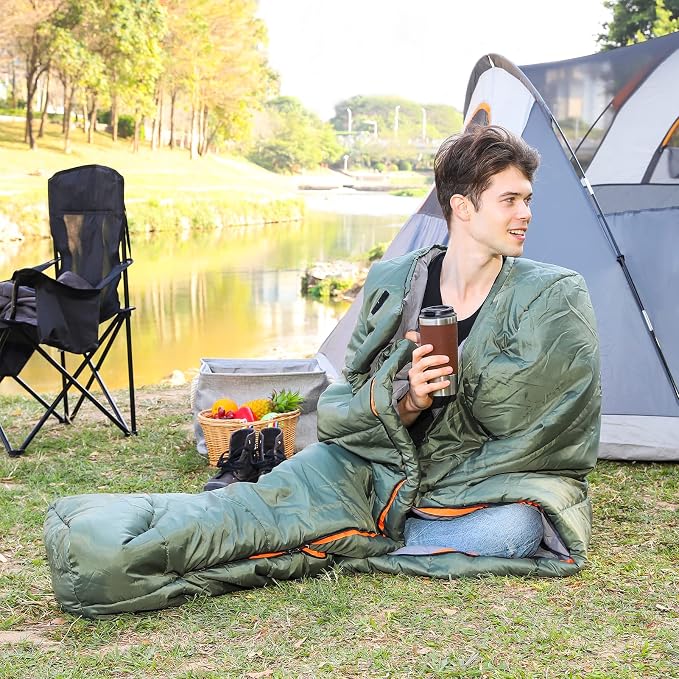 Amazon Basics 20°F Cold Weather Mummy Sleeping Bag for Hiking, Outdoor Camping